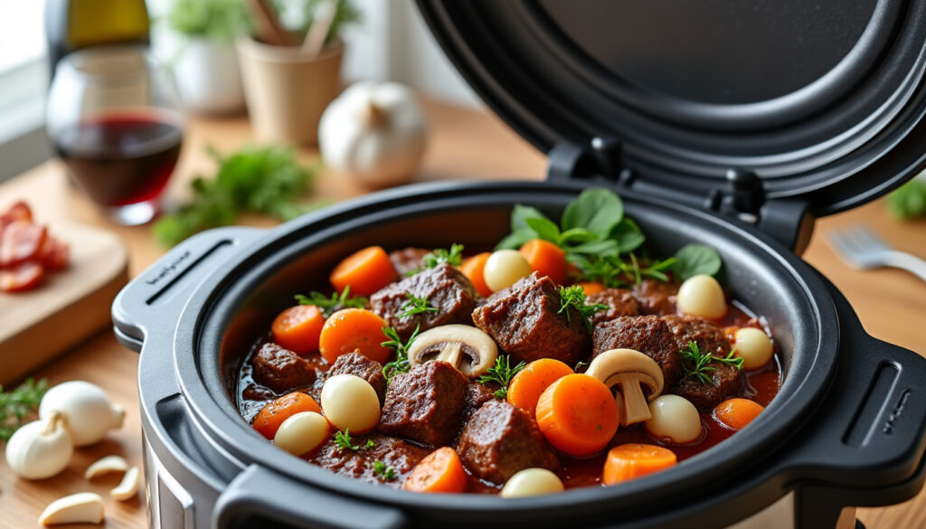 découvrez comment préparer un bœuf bourguignon savoureux et traditionnel facilement avec votre cookeo grâce à notre recette simple et rapide.