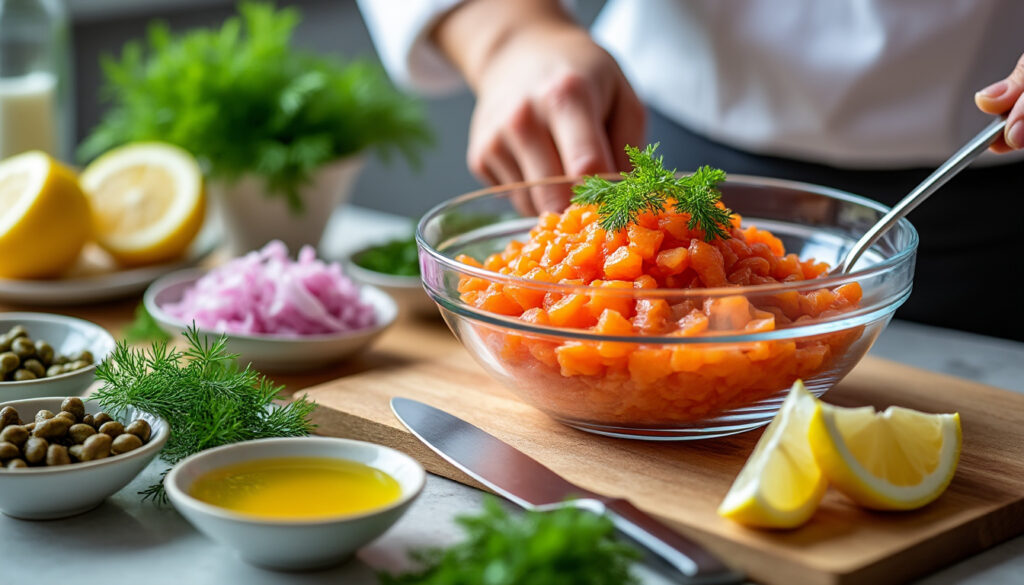 découvrez comment préparer facilement un délicieux tartare de saumon avec des conseils d'assaisonnement simples pour un plat frais et savoureux.