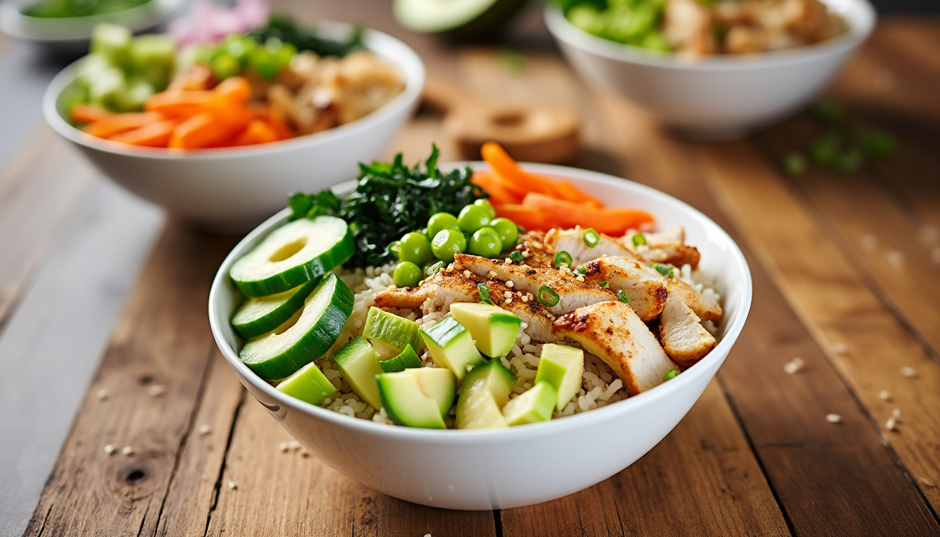 découvrez notre recette de poke bowl au poulet, une préparation simple pour un plat sain, équilibré et plein de saveurs exotiques. parfait pour un repas gourmand et léger.